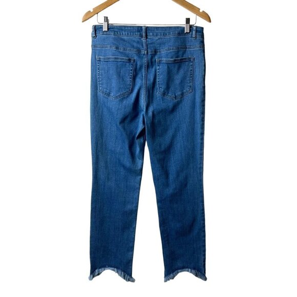 Logo Lori Goldstein straight blue jeans raw hem women’s size 10 - Picture 2 of 8